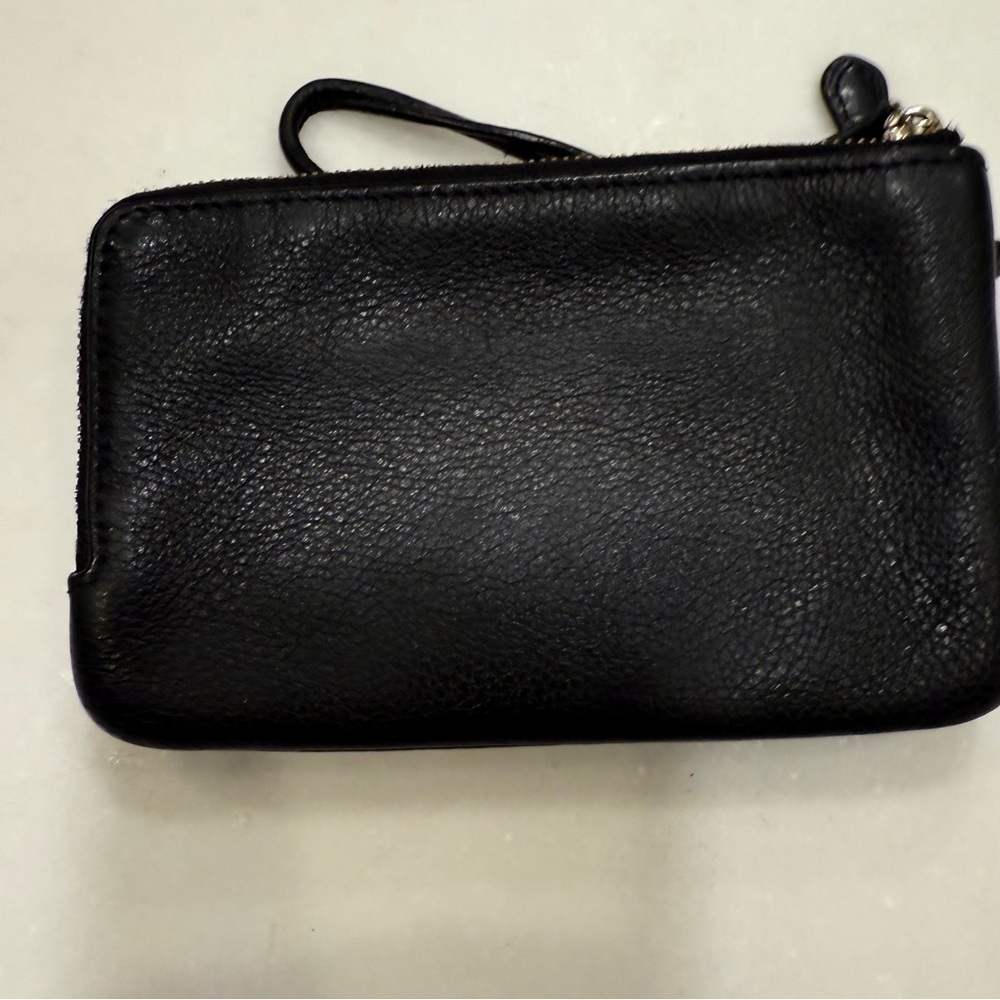 Coach Horse & Carriage Black Pebbled Leather Double Zip Wallet